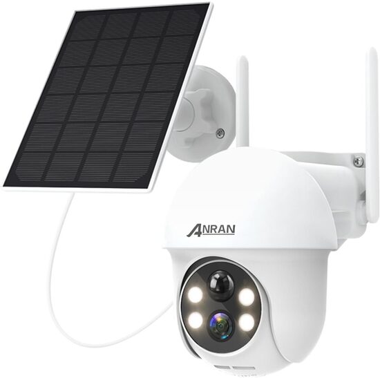 Kameros su Saulės Baterijomis ANRAN, 2K, 360°, IP65, 5200mAh, Wi-Fi 2,4 GHz, Baltas.